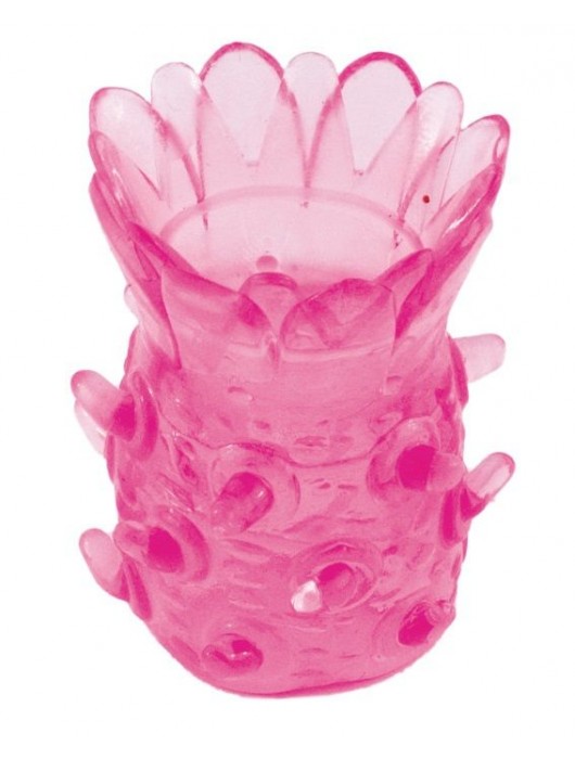 Розовая рельефная насадка на пенис - Toyfa Basic - в Керчи купить с доставкой