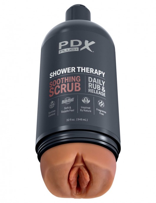 Мастурбатор-вагина цвета карамели Shower Therapy Soothing Scrub - Pipedream - в Керчи купить с доставкой