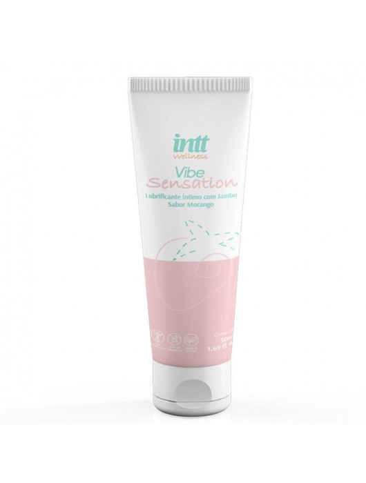 Лубрикант на водной основе Vibe Sensation с клубничным вкусом и легким вибрирующим эффектом - 50 гр. - INTT - купить с доставкой в Керчи