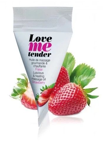 Съедобное согревающее массажное масло Love Me Tender Strawberry с ароматом клубники - 10 мл. - Love to Love - купить с доставкой в Керчи