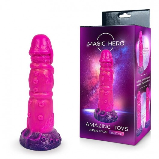 Розовый рельефный фантазийный фаллоимитатор - 20 см. - Bior toys - купить с доставкой в Керчи