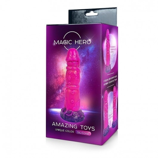 Розовый рельефный фантазийный фаллоимитатор - 20 см. - Bior toys - купить с доставкой в Керчи