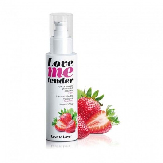 Съедобное согревающее массажное масло Love Me Tender Strawberry с ароматом клубники - 100 мл. - Love to Love - купить с доставкой в Керчи