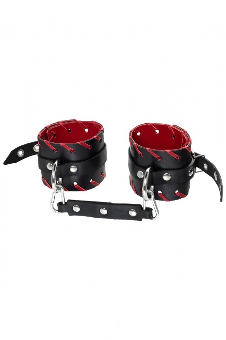 Черно-красные оковы из натуральной кожи - Pecado - купить с доставкой в Керчи