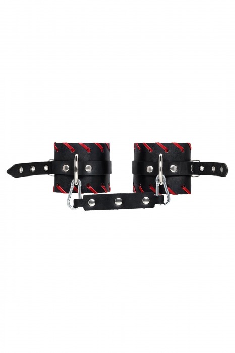 Черно-красные оковы из натуральной кожи - Pecado - купить с доставкой в Керчи