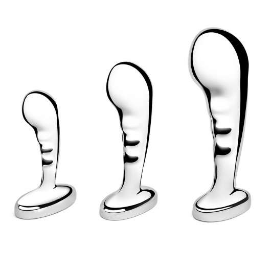 Набор из 3 стальных стимуляторов простаты Stainless Steel P-spot Training Set - b-Vibe - в Керчи купить с доставкой