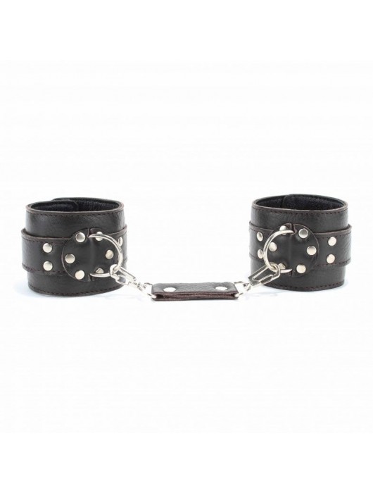 Коричневые оковы из мягкой кожи на металлической цепочке - БДСМ Арсенал - купить с доставкой в Керчи