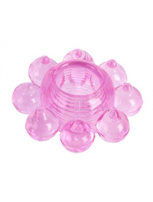 Розовое гелевое эрекционное кольцо-цветок - Toyfa Basic - в Керчи купить с доставкой