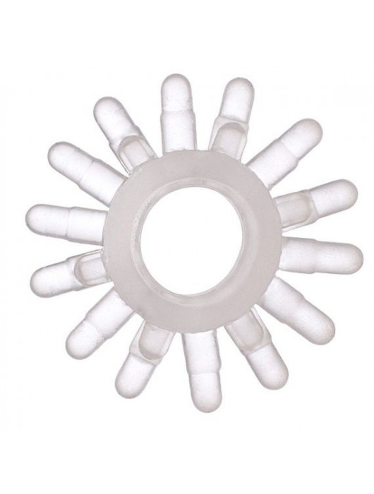 Прозрачное гелевое эрекционное кольцо с шипиками - Toyfa Basic - в Керчи купить с доставкой