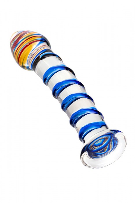 Прозрачный фаллос из стекла со спиралью по телу - 18 см. - Sexus