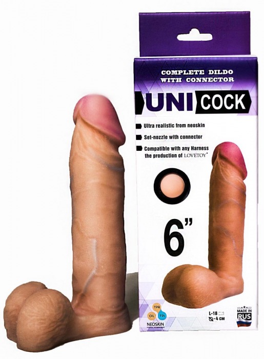 Насадка для страпона фаллической формы UNICOCK 6  - 18 см. - LOVETOY (А-Полимер) - купить с доставкой в Керчи