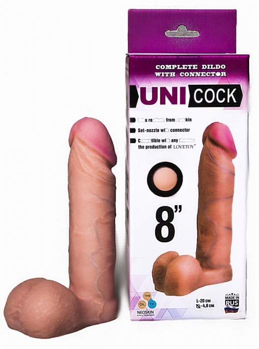 Фаллическая насадка для страпона UNICOCK 8  - 20 см. - LOVETOY (А-Полимер) - купить с доставкой в Керчи