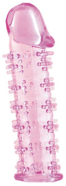 Розовая насадка на пенис с шипами - 12,5 см. - A-toys - в Керчи купить с доставкой