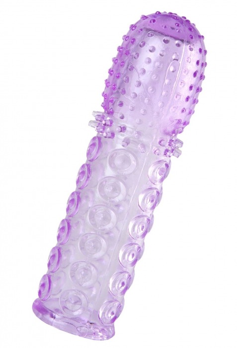 Фиолетовая рельефная насадка на пенис - 13,5 см. - A-toys - в Керчи купить с доставкой