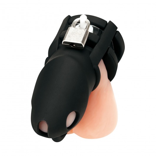 Черная клетка для пениса Silicone Small 2 in Cock Cage With Ball Divider - BlueLine - купить с доставкой в Керчи