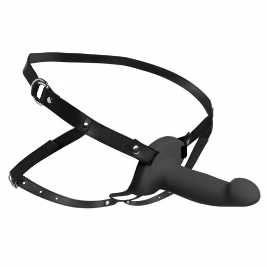 Черный полый страпон с вибрацией 2’’ Erection 28X Smooth Vibrating Silicone Penis Sheath - XR Brands - купить с доставкой в Керчи