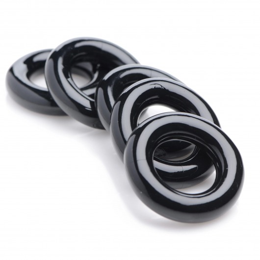 Комплект из 5 черных эрекционных колец для мошонки Ring Master Custom Ball Stretcher Kit - XR Brands - в Керчи купить с доставкой