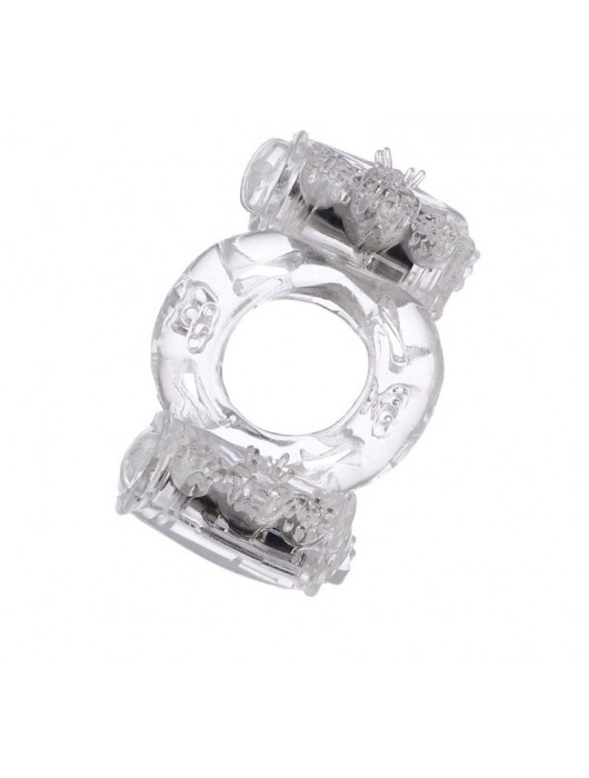 Прозрачное виброкольцо с двумя вибропульками - Toyfa Basic - в Керчи купить с доставкой