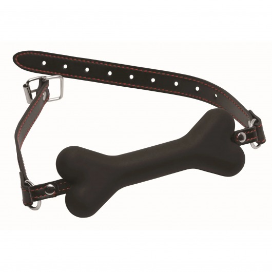 Черный кляп в форме косточки Hound Adjustable Dog Bone Gag - XR Brands - купить с доставкой в Керчи