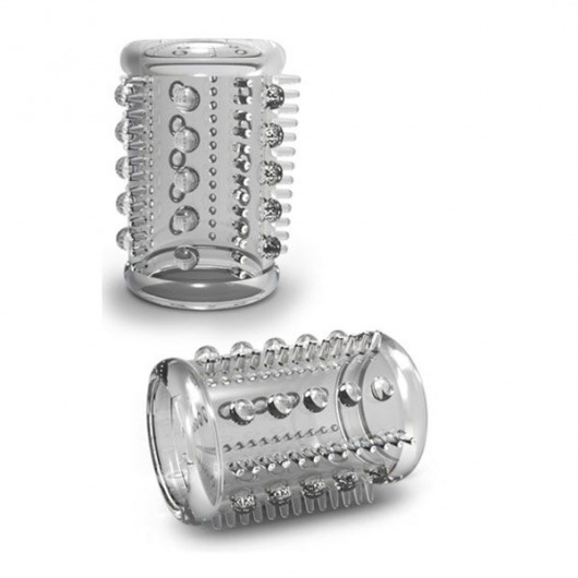 Прозрачная насадка с шипами и шишечками STAY HARD COCK SLEEVE 03 CLEAR - Blush Novelties - в Керчи купить с доставкой