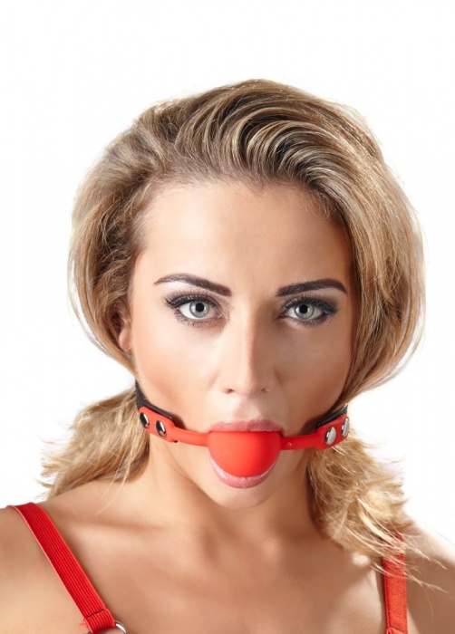 Силиконовый кляп-шар на чёрных ремешках Red Gag silicone - Orion - купить с доставкой в Керчи