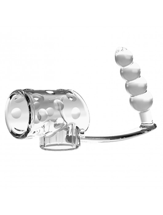 Прозрачная насадка на пенис и мошонку с анальным стимулятором Rilley - Baile - в Керчи купить с доставкой