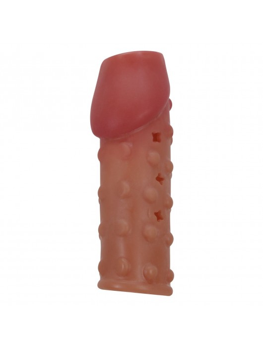 Телесная открытая насадка на пенис с бугорками - 19,8 см. - Baile - в Керчи купить с доставкой