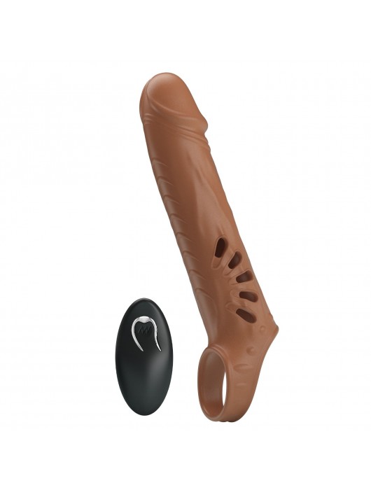 Коричневая вибронасадка с подхватом мошонки и пультом ДУ - Baile - в Керчи купить с доставкой