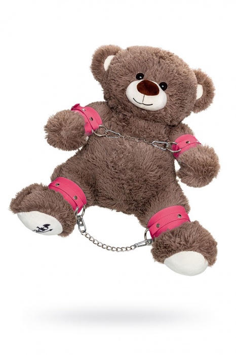 Бондажный набор: бурый мишка с розовыми оковами и наручниками - Pecado - купить с доставкой в Керчи
