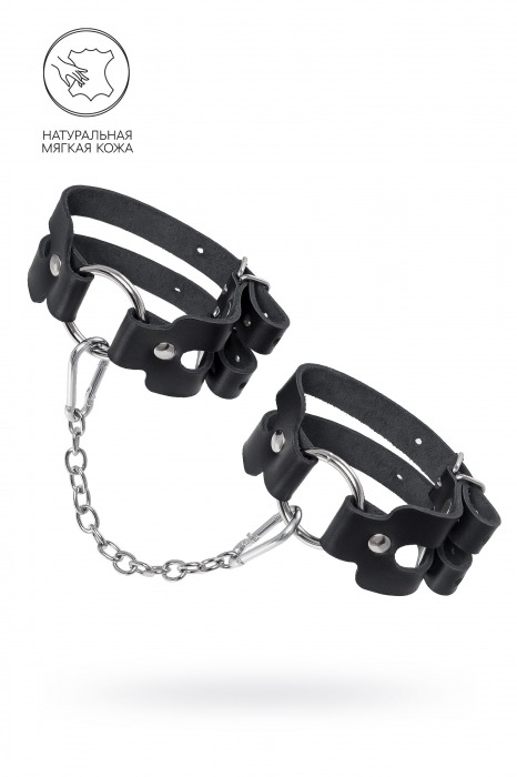 Черные кожаные оковы из двух ремешков - Pecado - купить с доставкой в Керчи