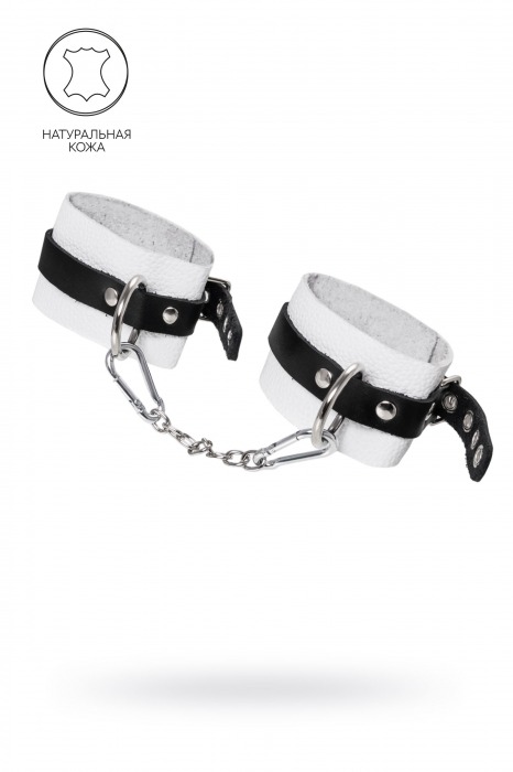 Бело-черные мягкие оковы с одним ремешком и люверсами - Pecado - купить с доставкой в Керчи