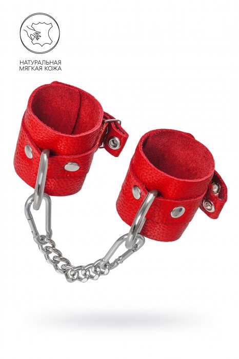 Красные мягкие кожаные наручники с люверсами - Pecado - купить с доставкой в Керчи