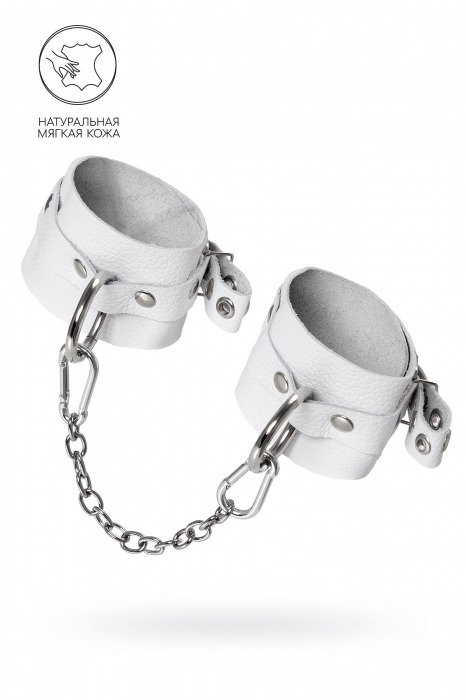 Белые мягкие кожаные оковы с люверсами - Pecado - купить с доставкой в Керчи