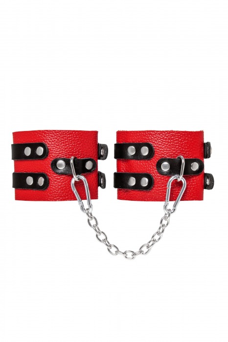 Красно-черные мягкие оковы с двумя ремешками с люверсами - Pecado - купить с доставкой в Керчи