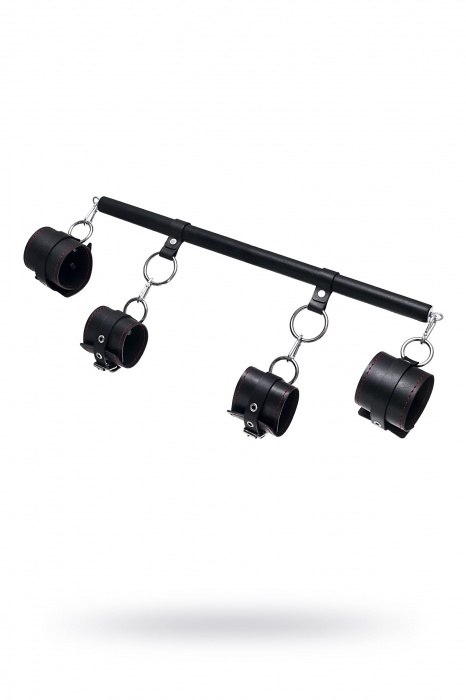 Черная распорка с 4 манжетами для рук и ног - Pecado - купить с доставкой в Керчи