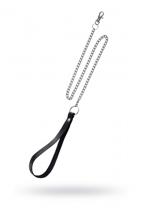 Поводок с ручкой из черной натуральной кожи и карабином для ошейника - Pecado - купить с доставкой в Керчи