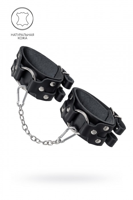 Черные кожаные оковы с двумя ремешками - Pecado - купить с доставкой в Керчи