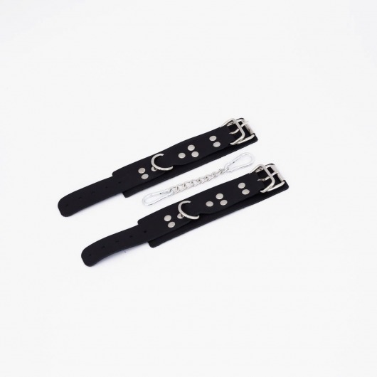 Черные кожаные наручники с регулируемыми ремешками - Crazy Handmade - купить с доставкой в Керчи