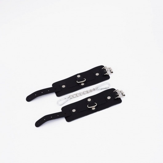 Черные кожаные наручники с хромированной фурнитурой - Crazy Handmade - купить с доставкой в Керчи