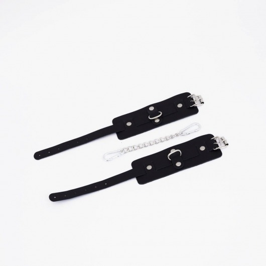 Черные кожаные оковы с хромированной фурнитурой - Crazy Handmade - купить с доставкой в Керчи