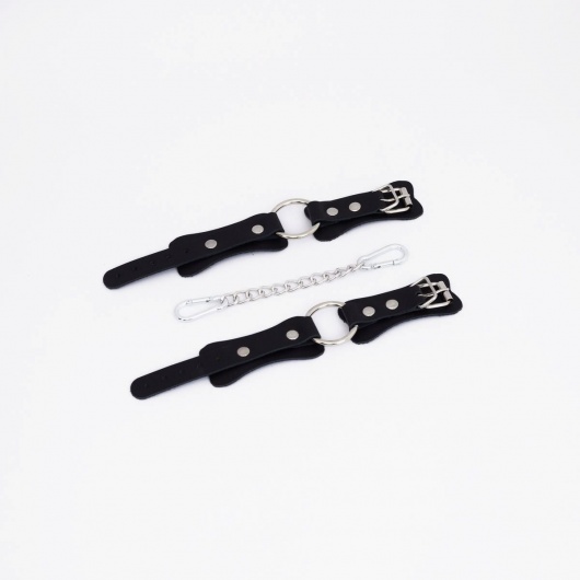 Черные кожаные наручники с кольцом - Crazy Handmade - купить с доставкой в Керчи