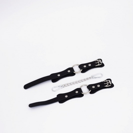 Черные кожаные оковы с кольцом - Crazy Handmade - купить с доставкой в Керчи