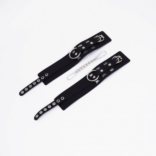 Черные кожаные оковы Sex - Crazy Handmade - купить с доставкой в Керчи