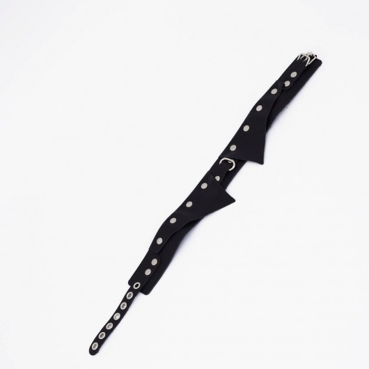 Черный однослойный кожаный ошейник с имитацией воротничка - Crazy Handmade - купить с доставкой в Керчи