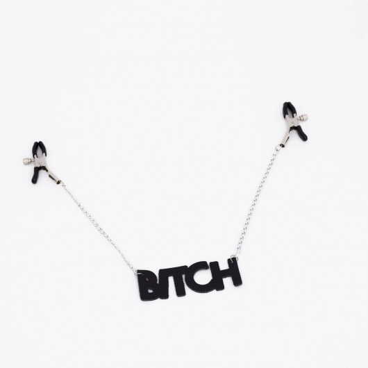 Зажимы на соски с кожаной подвеской Bitch - Crazy Handmade - купить с доставкой в Керчи