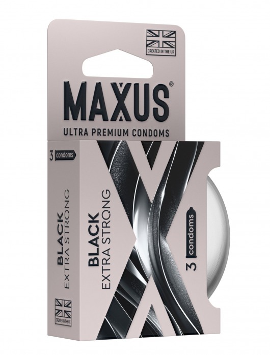 Черные утолщенные презервативы MAXUS Extra Strong с железным кейсом - 3 шт. - Maxus - купить с доставкой в Керчи