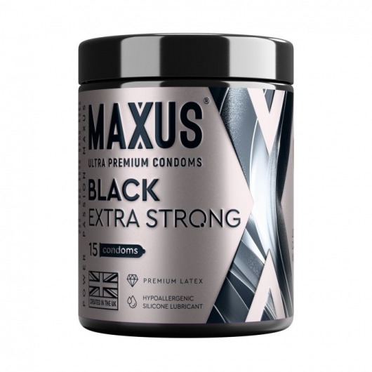 Черные утолщенные презервативы MAXUS Extra Strong с железным кейсом - 15 шт. - Maxus - купить с доставкой в Керчи