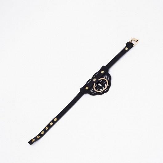 Черный чокер с клепками и золотистой фурнитурой - Crazy Handmade - купить с доставкой в Керчи