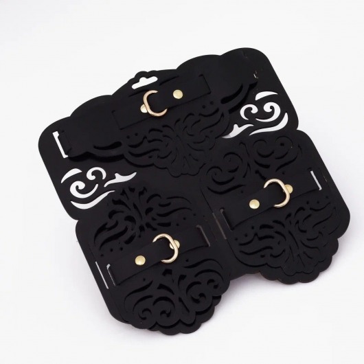 Фигурный набор для БДСМ-игр с узорами и золотистой фурнитурой - Crazy Handmade - купить с доставкой в Керчи