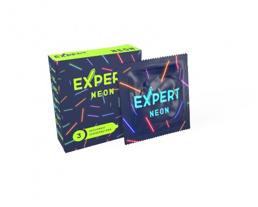 Светящиеся в темноте презервативы Expert Neon - 3 шт. - Expert - купить с доставкой в Керчи
